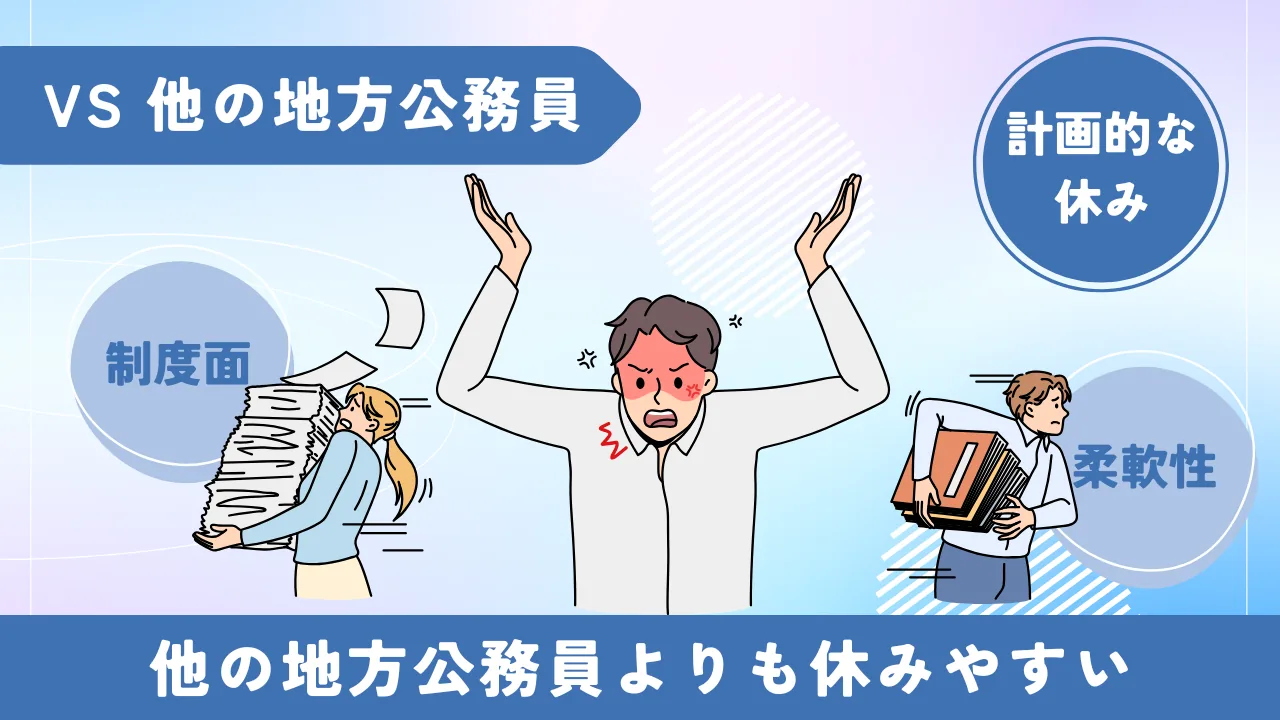他の地方公務員との休暇の比較図解（ブラック市役所 休暇）