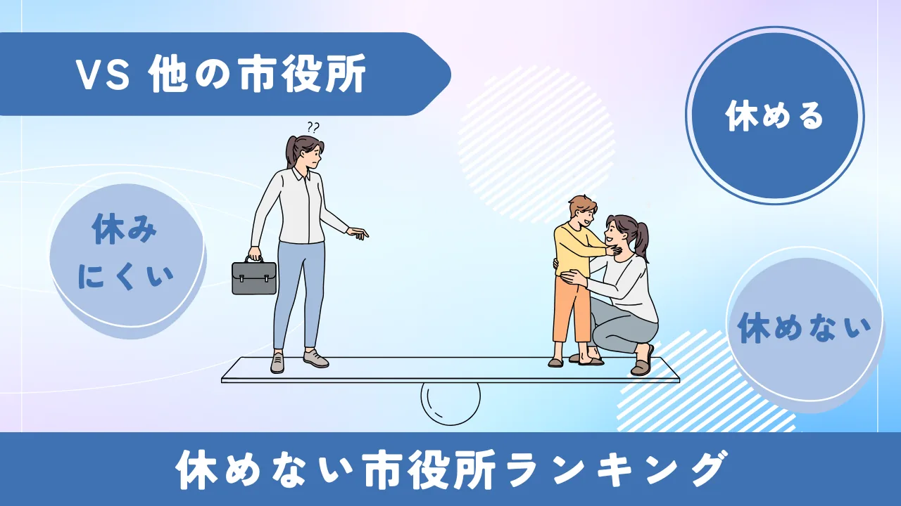 有給取得率のデータで見る市役所間の差の図解（ブラック市役所 休暇）