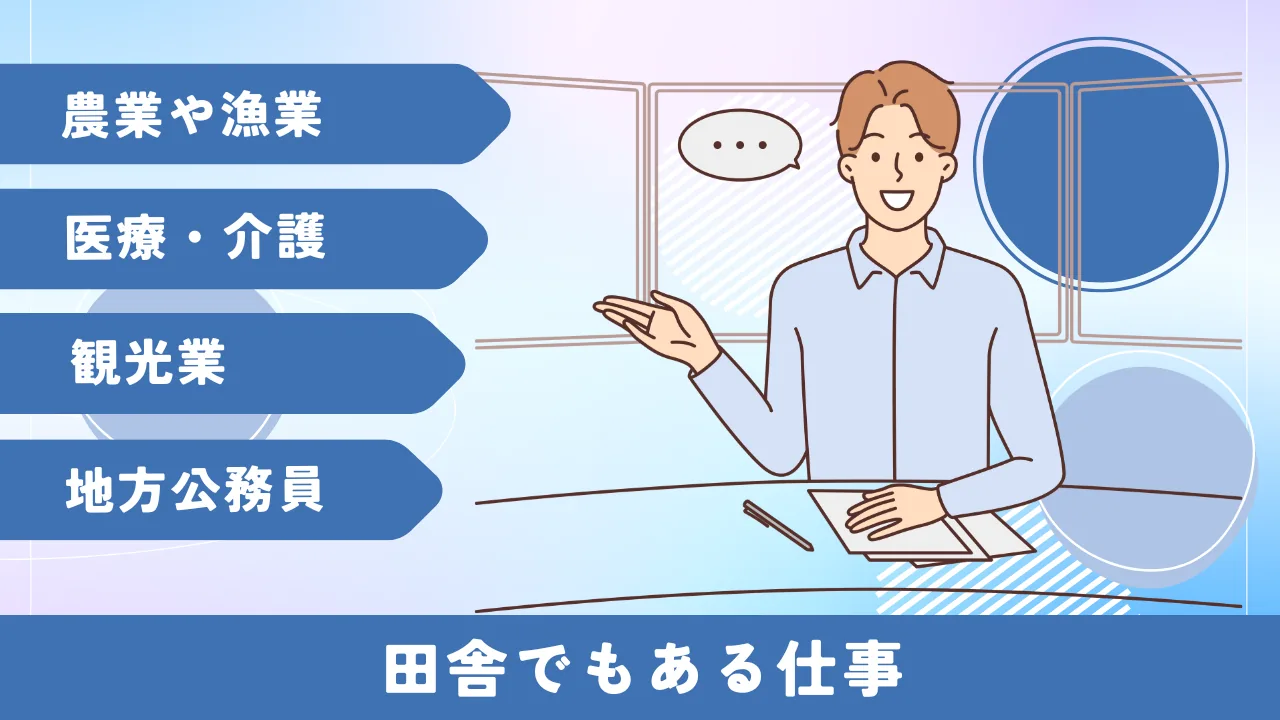 田舎にもある仕事の種類を紹介するイメージ画像