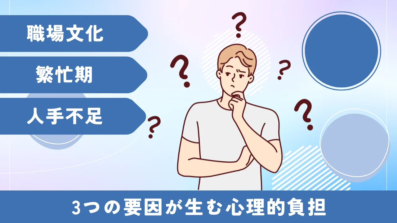 休みたくても休めない要因の図解（ブラック市役所 休暇）