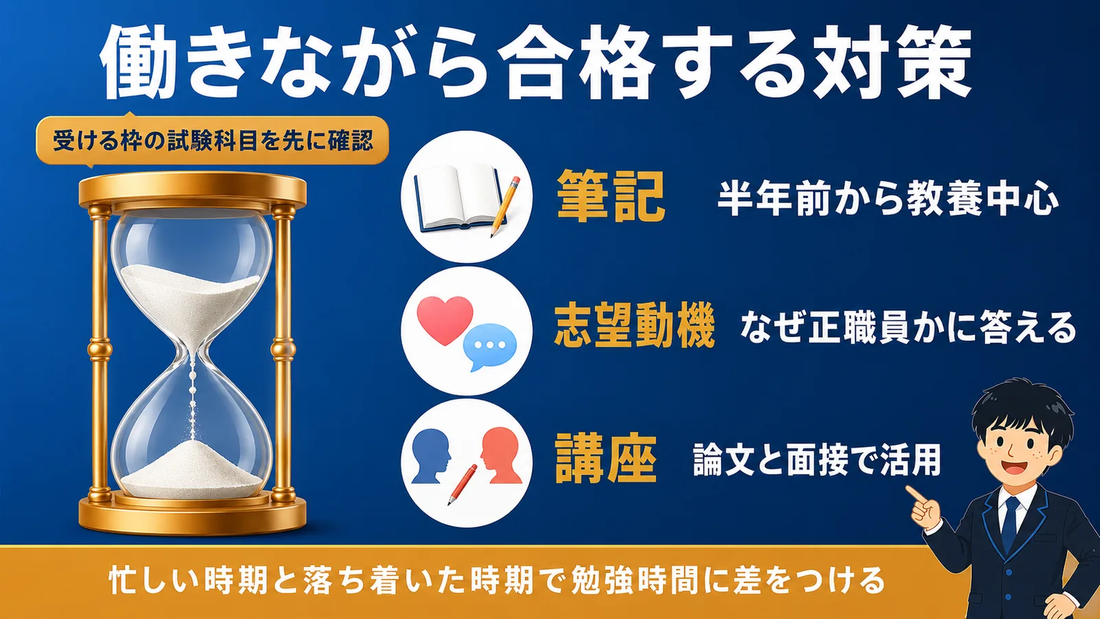 働きながら合格する対策|会計年度任用職員から正職員
