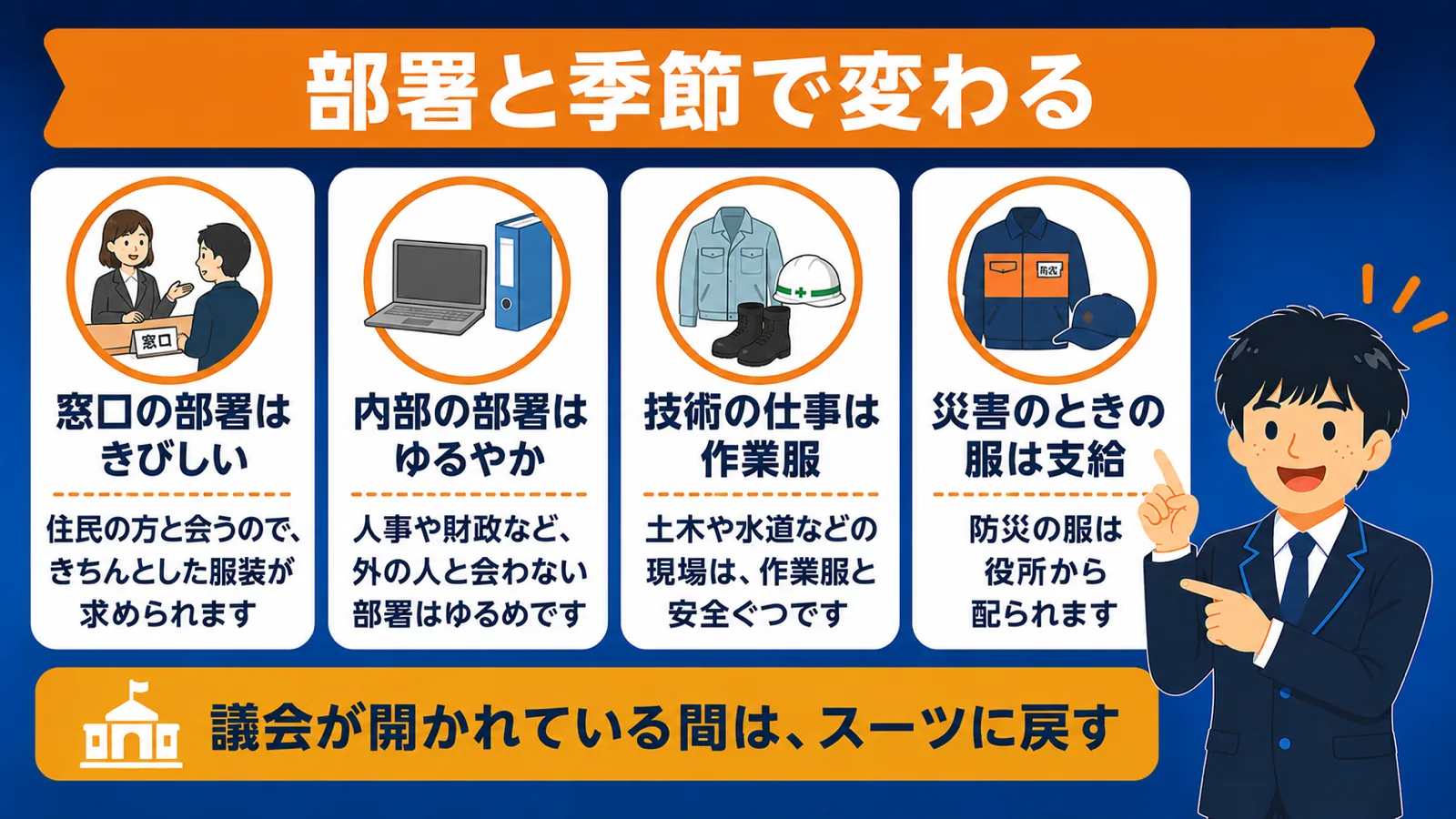 部署と季節で変わる基準（公務員 服装）