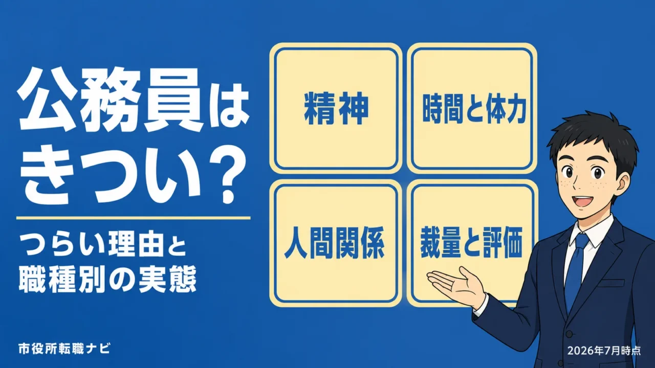 公務員はきつい？つらい理由と職種別の実態を現役解説（公務員 きつい／公務員 つらい／公務員 しんどい／公務員 激務／市役所 きつい）