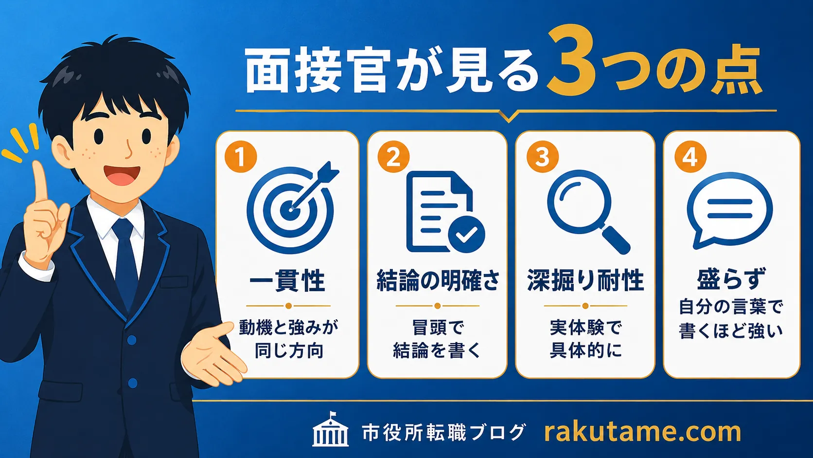 面接官が見る3つの点（公務員 面接カード）