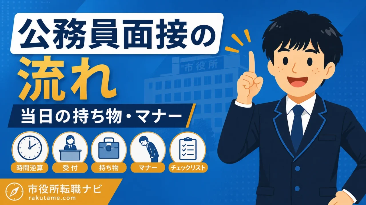 公務員面接の流れ｜当日の持ち物・マナーを現役職員が解説（公務員 面接 流れ／公務員 面接 当日・持ち物・マナー）