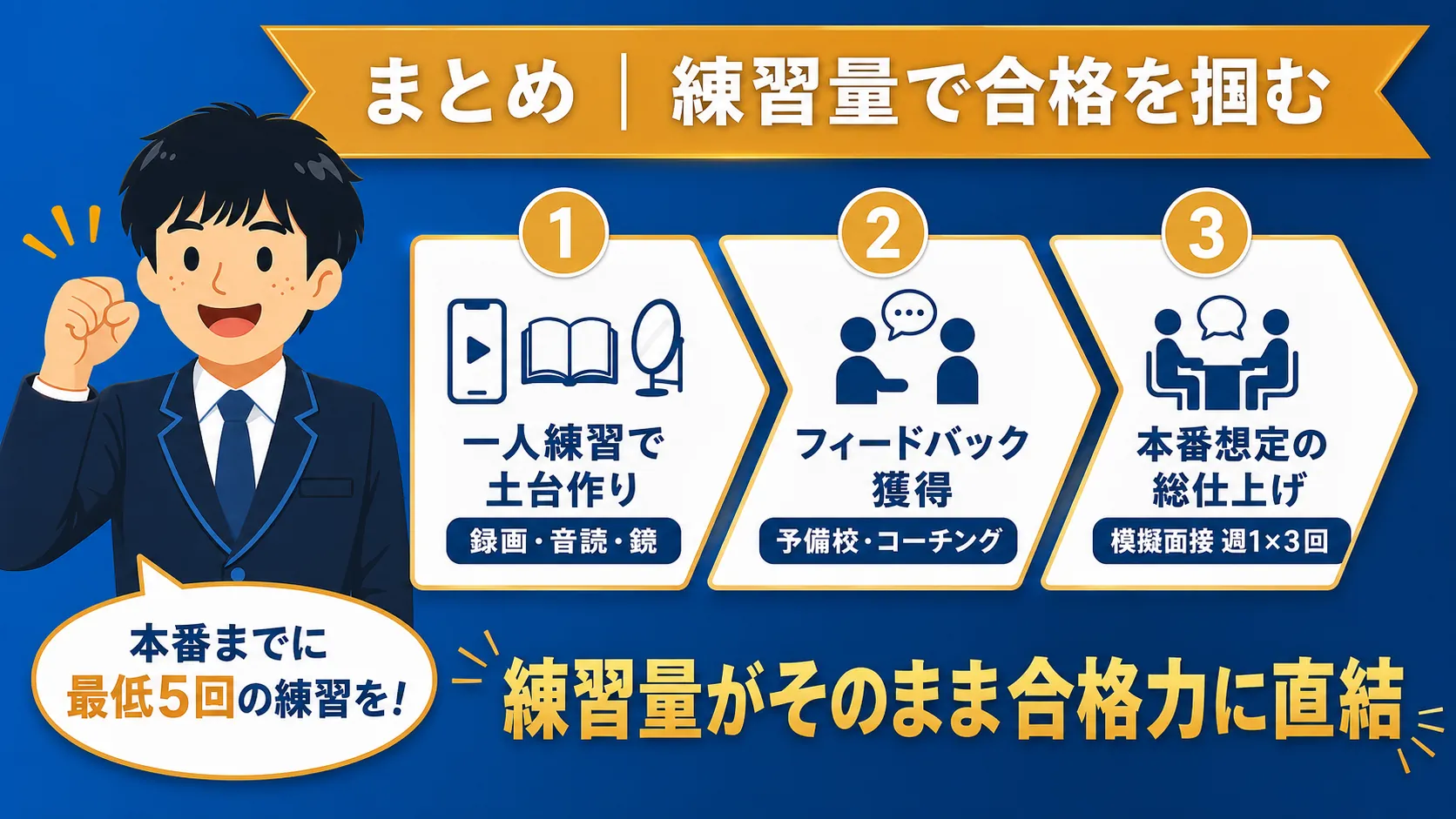 まとめ｜練習量で合格を掴む（公務員 面接 練習 方法）
