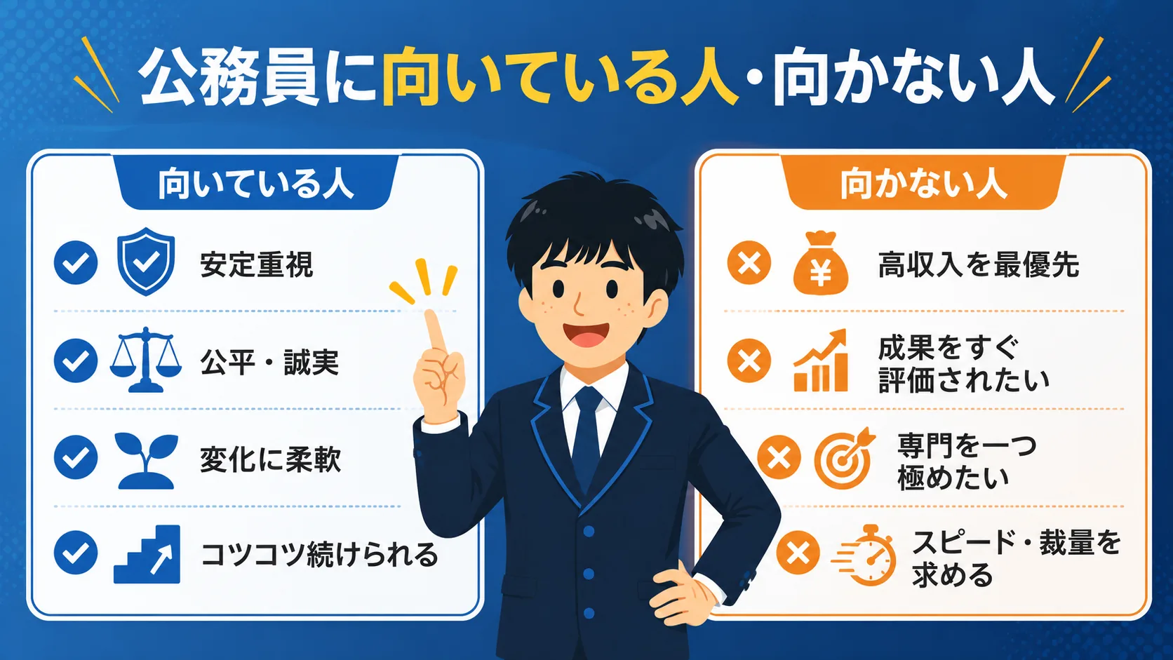 向いている人・向かない人(公務員 メリット デメリット)