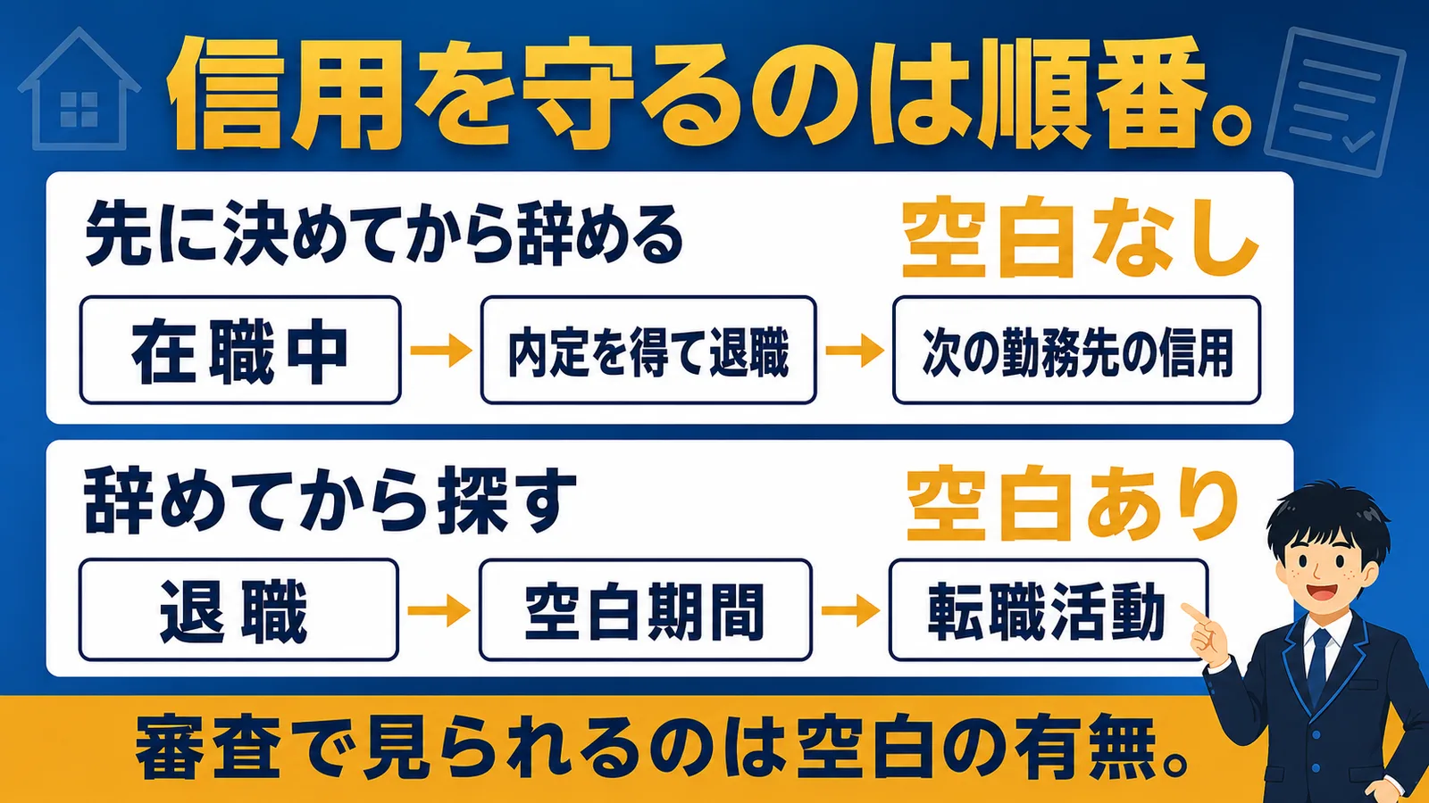 転職先が決まってから辞めれば信用は途切れない（公務員 辞める もったいない）