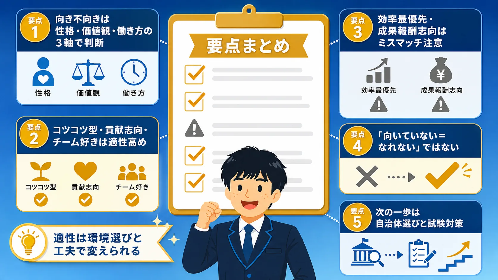 まとめ|適性より大切なこと(公務員 向いている人/公務員 向いていない人・適性 診断・特徴)