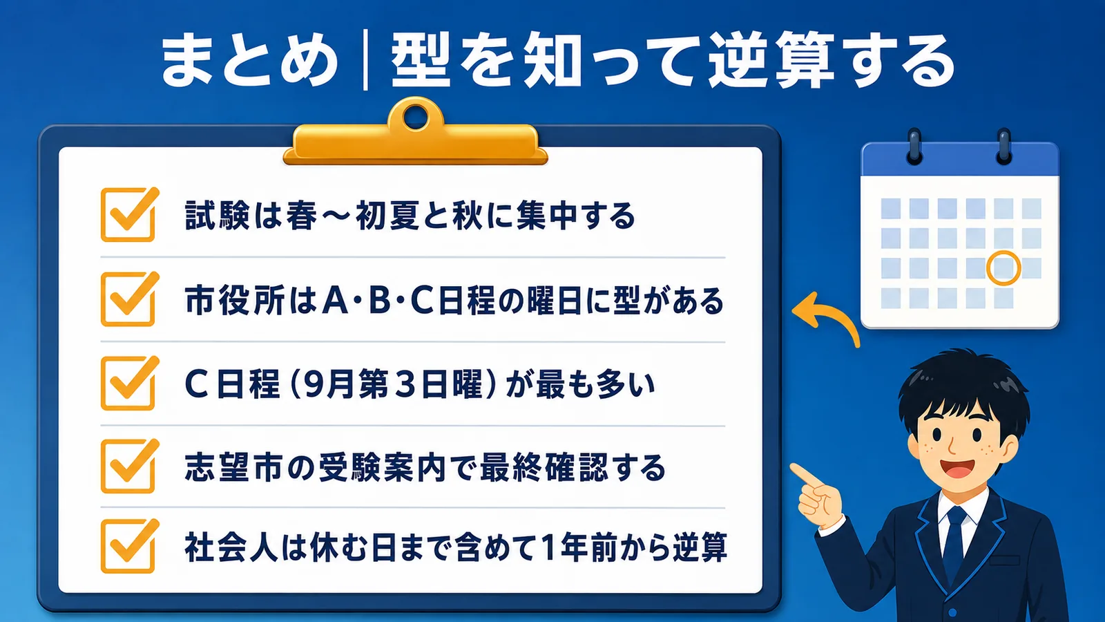 まとめ|型を知って逆算する|公務員試験 日程