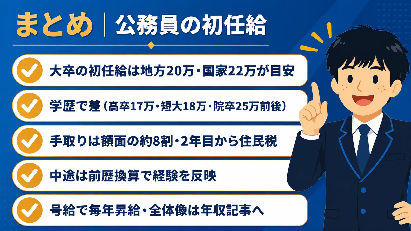 まとめ|公務員の初任給(公務員 初任給/公務員 初任給 大卒・高卒・手取り・中途)