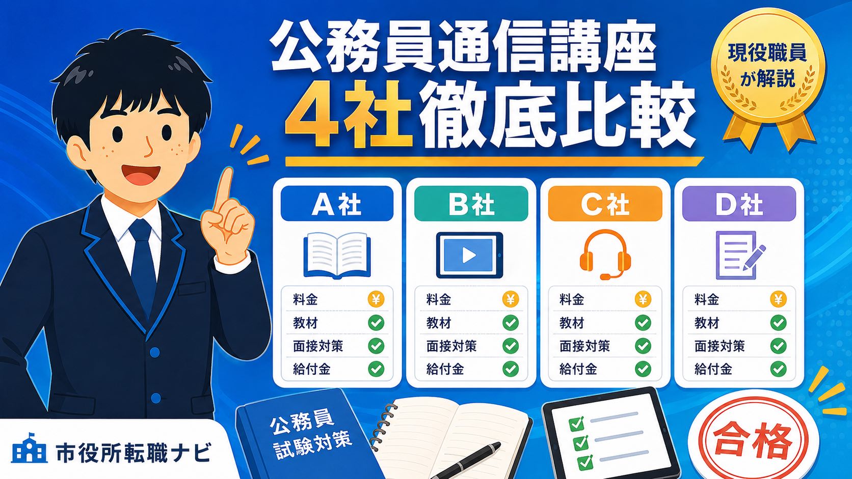 公務員通信講座おすすめ4社を徹底比較(公務員 通信講座 比較)