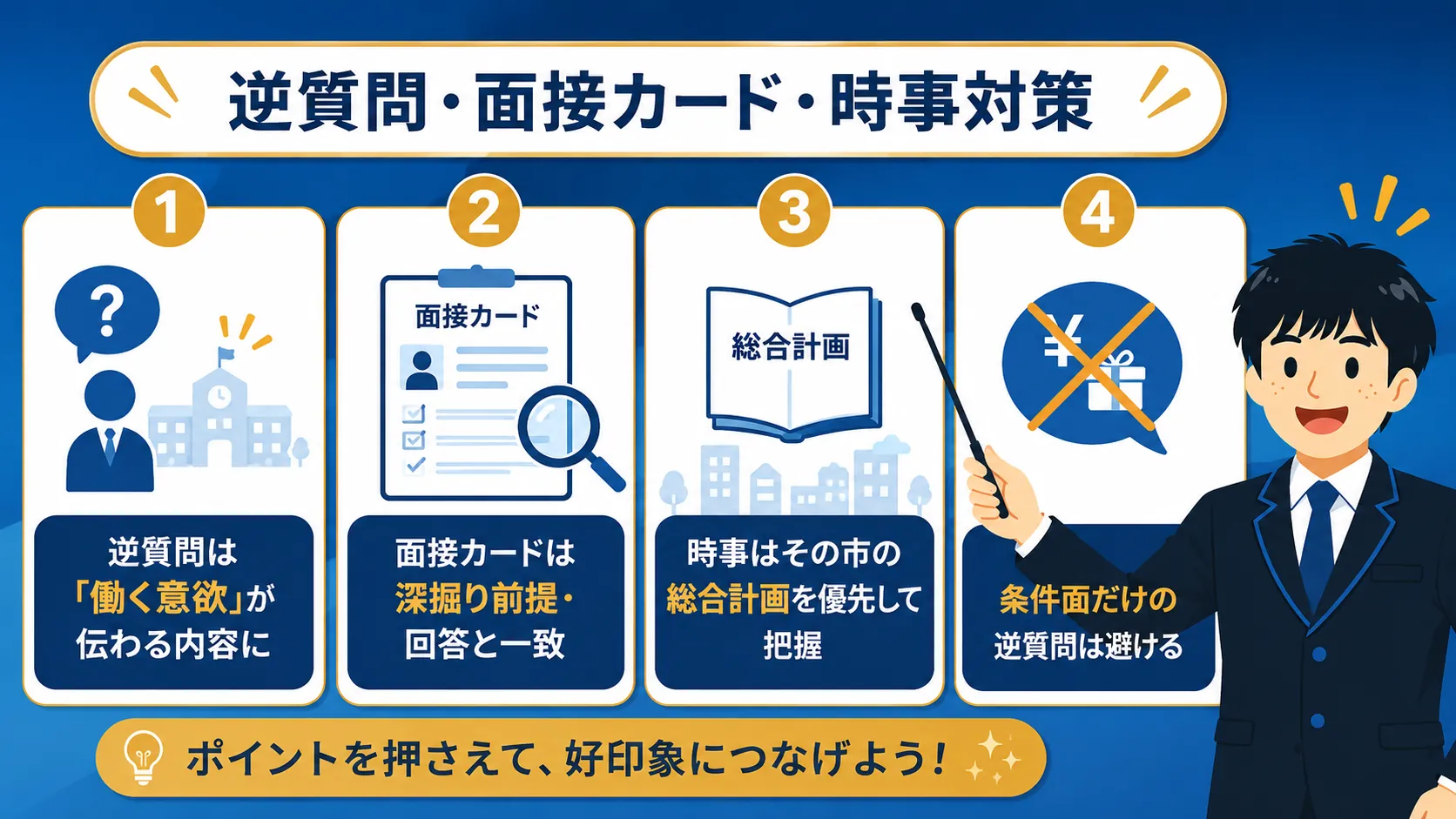 逆質問・面接カード・時事対策(市役所 面接/市役所 面接 質問/市役所 面接 聞かれること)