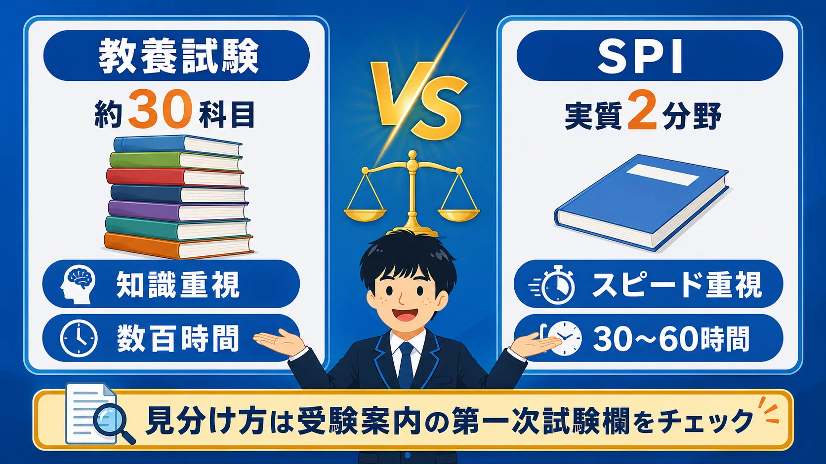 教養試験とSPIの違い(公務員 SPI/市役所 SPI・SCOA・教養型との違い)