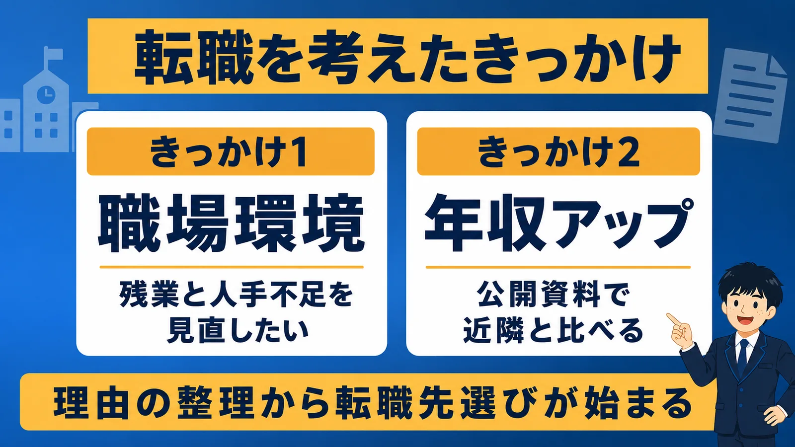 転職を考えたきっかけは職場環境と年収アップ（市役所から市役所 転職）